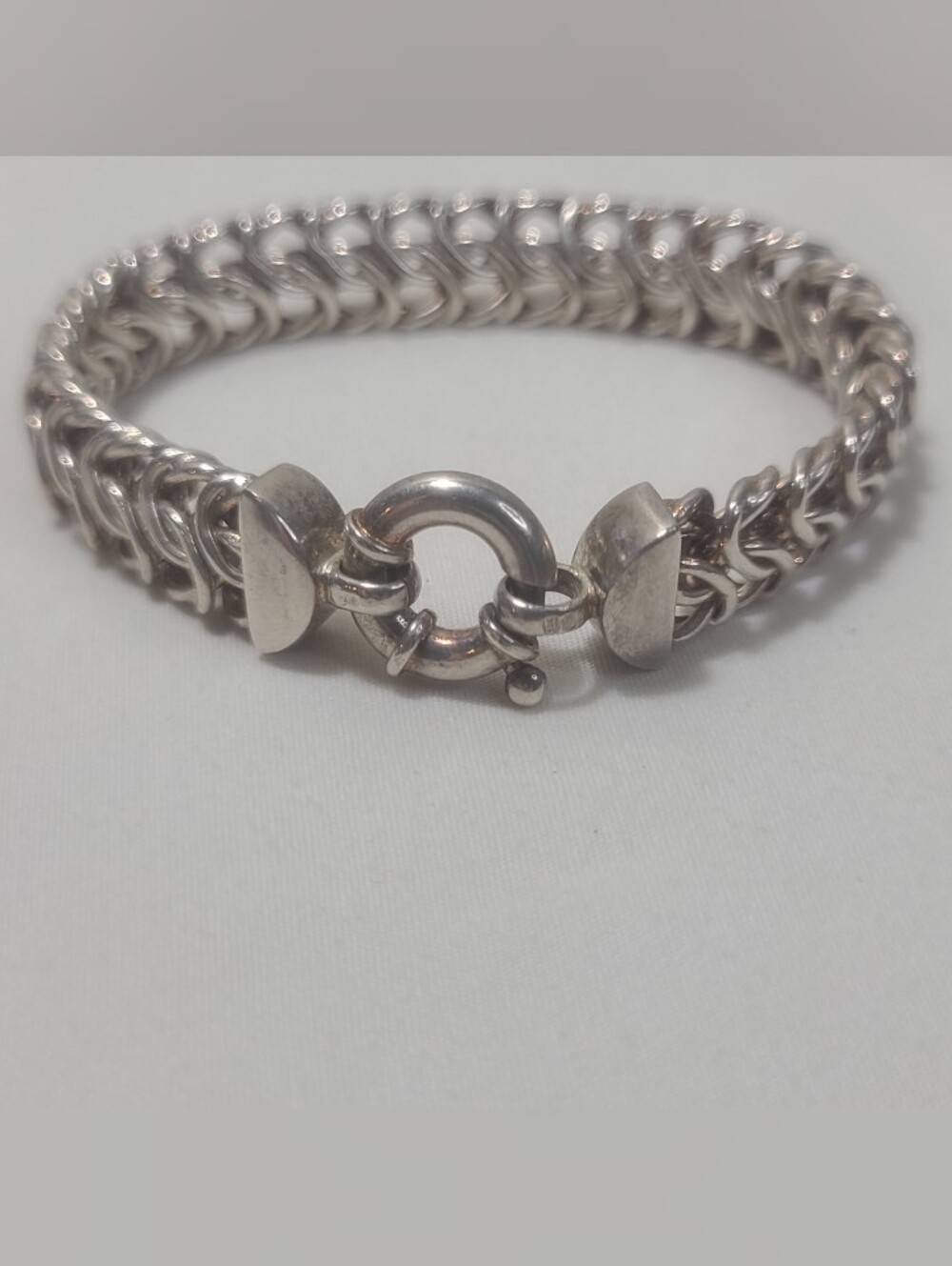 Vintage H.W. Burdick Italy Sterling Silver Byzantine Chain Bracelet 26.3g 925